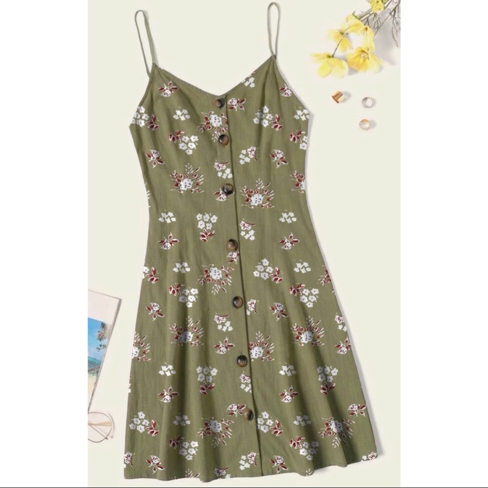Olive green short dress - Picture 1 of 2
